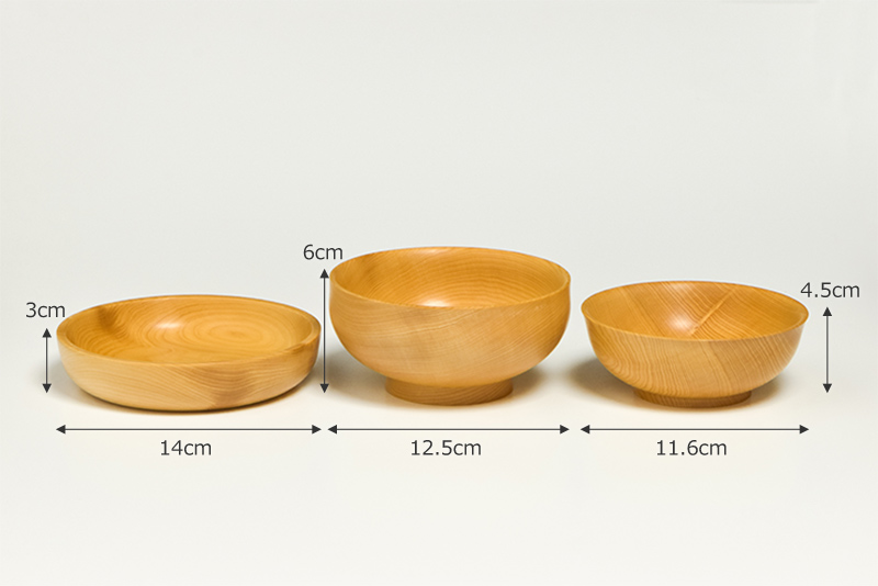 椀、小鉢、小皿のサイズ
